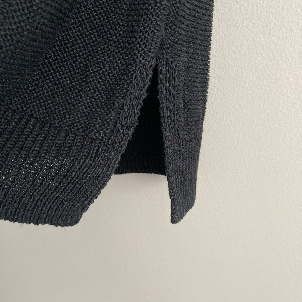 J. Crew Black  100% Linen Crochet Knit Tank Top Womens Size Medium Minimalist - Picture 6 of 9
